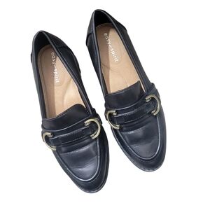 Easy Spirit Black Chunky Heel Loafers & Buckle Detail Preppy Academia Minimalist